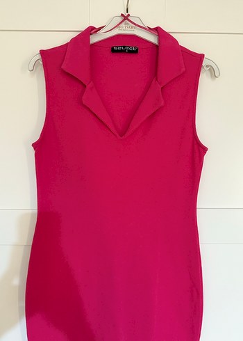 Pembe V Yaka Kolsuz Mini Kalem Elbise - Görsel 2