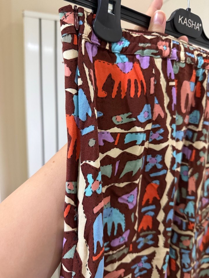 Bohem Çok Renkli Uzun Desenli Etek - Görsel 4