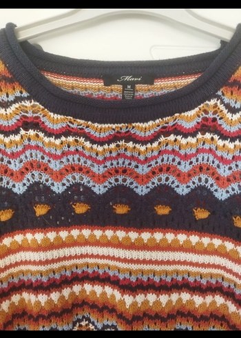 Bohem Çok Renkli Örgü Kadın Kazak - Görsel 3