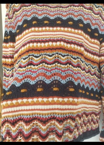 Bohem Çok Renkli Örgü Kadın Kazak - Görsel 4