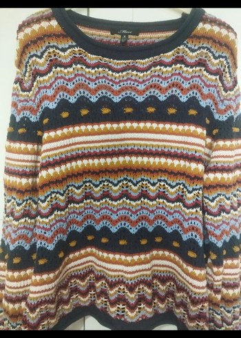 Bohem Çok Renkli Örgü Kadın Kazak - Görsel 6