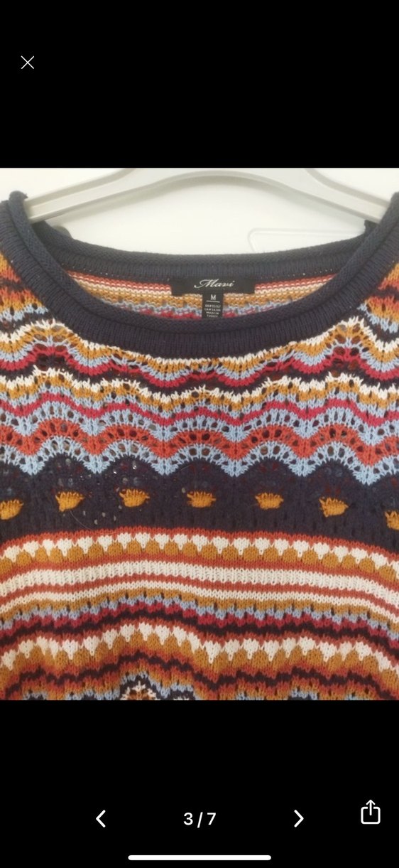 Bohem Çok Renkli Örgü Kadın Kazak - Görsel 3