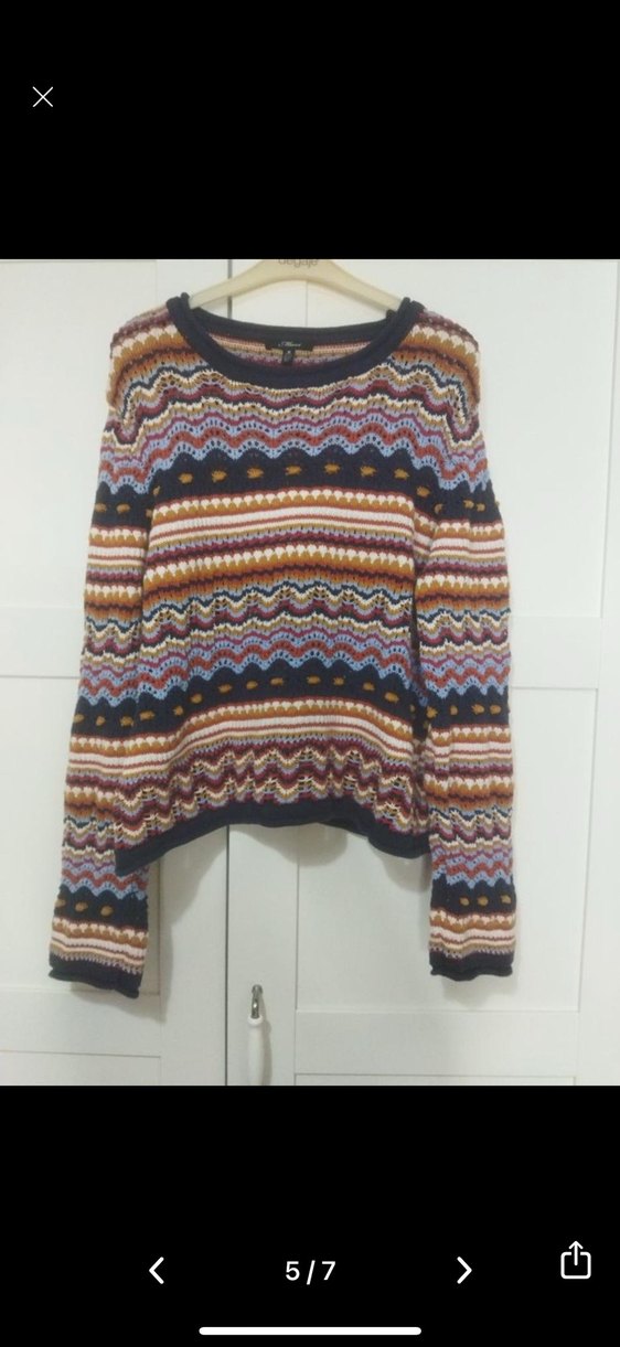 Bohem Çok Renkli Örgü Kadın Kazak - Görsel 5