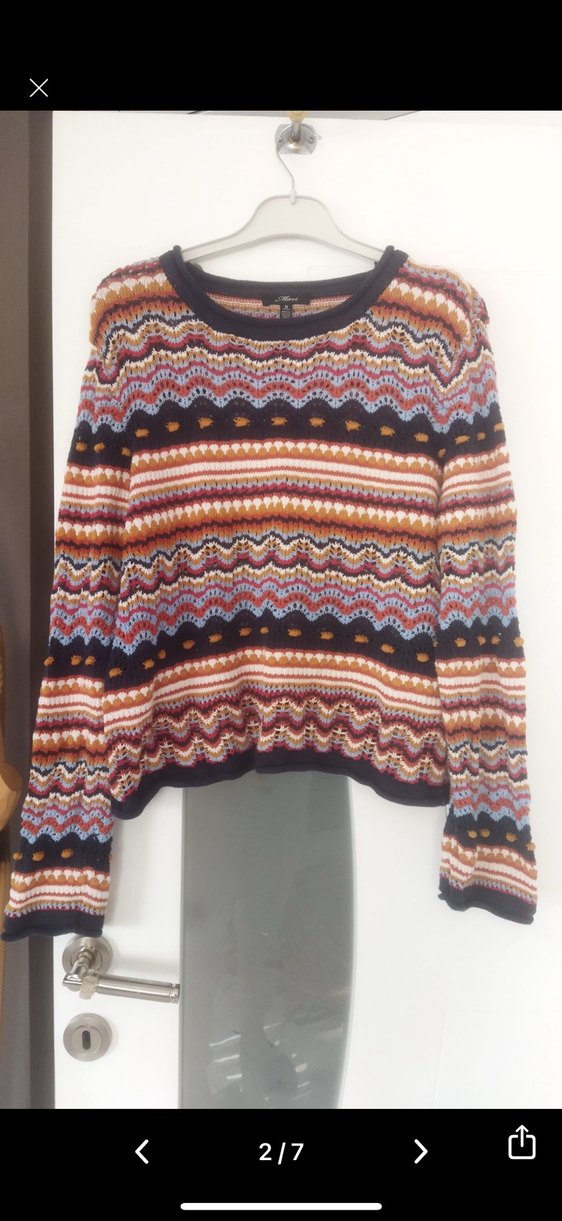 Bohem Çok Renkli Örgü Kadın Kazak - Görsel 2