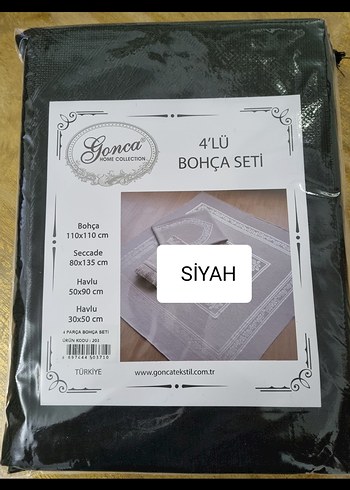 Beden Siyah Gonca 4'lü Seccade Takımı