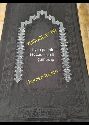 Siyah Panolu Simli Seccade Gümüş İpli