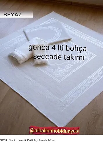 ETAMİN İŞİ GONCA 4 LÜ BOHÇA TAKIMI BEYAZ 