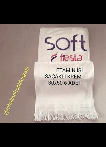 ETAMİN İŞİ FİESTA SOFT 30X50 SAÇAKLI KREM 6 ADET