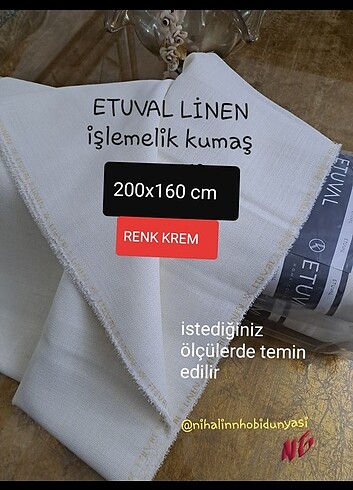 ETAMİN İŞİ ETUVAL LİNEN KREM 200X160 CM