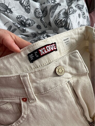 m Beden ten rengi Renk modaaksa flare bej jean