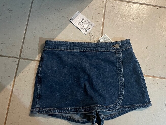 Pull & Bear Kruvaze Denim Şort Etek