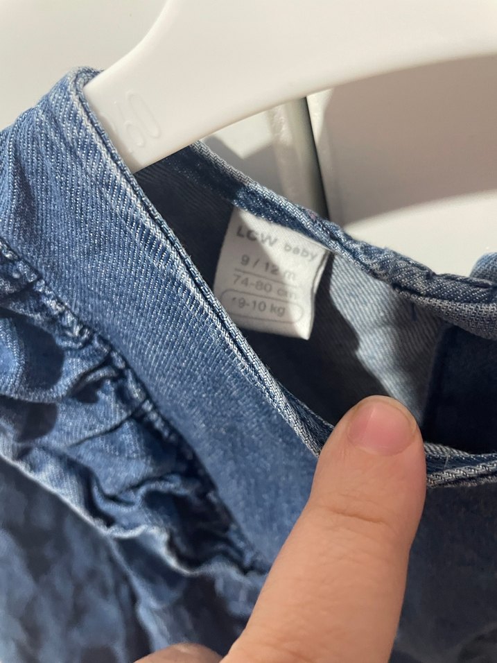 Uzun Kollu Fırfırlı Kız Kot Elbise - Görsel 2