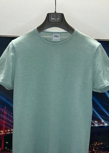 Zara Unisex Turkuaz Triko Tişört - Görsel 2