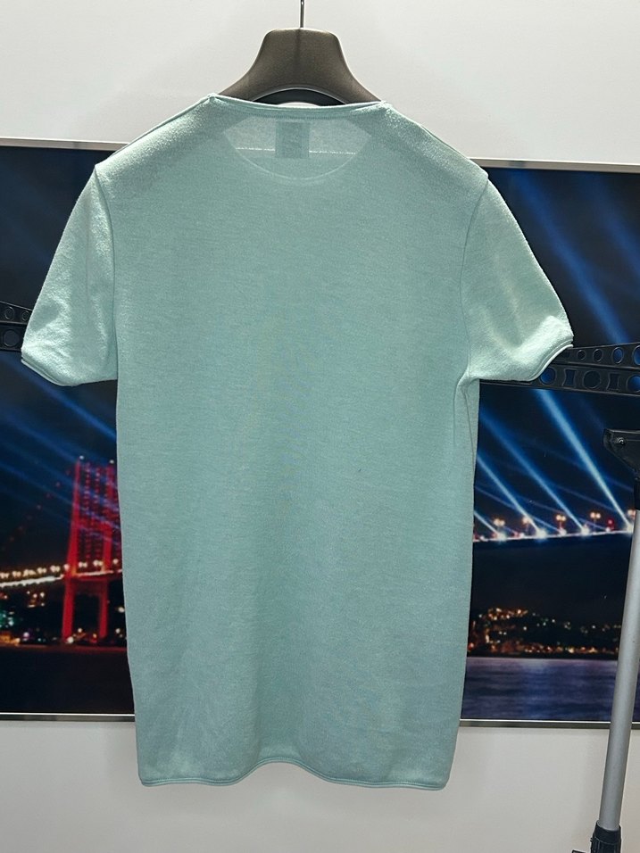 Zara Unisex Turkuaz Triko Tişört - Görsel 3