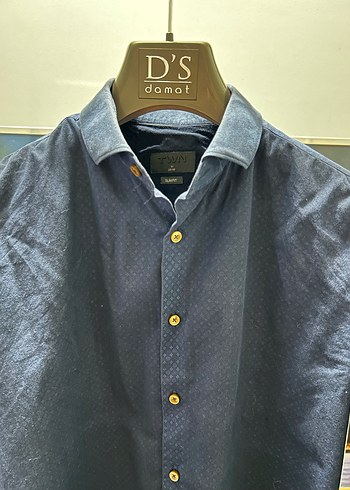 D'S Damat Lacivert Desenli Erkek Gömlek - Görsel 2