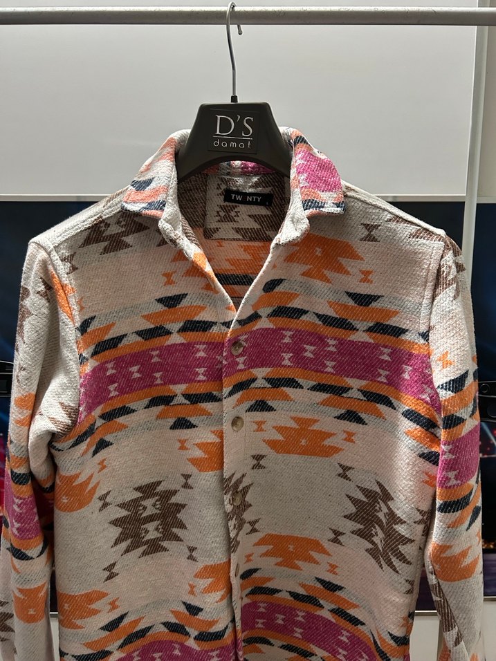 Renkli Bohem Desenli Uzun Kollu Gömlek - Görsel 3