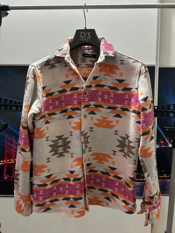 Renkli Bohem Desenli Uzun Kollu Gömlek - Görsel 2