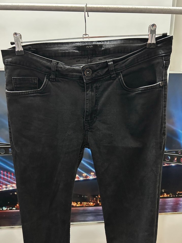 Avva Erkek Siyah Slim Fit Denim Pantolon - Görsel 2