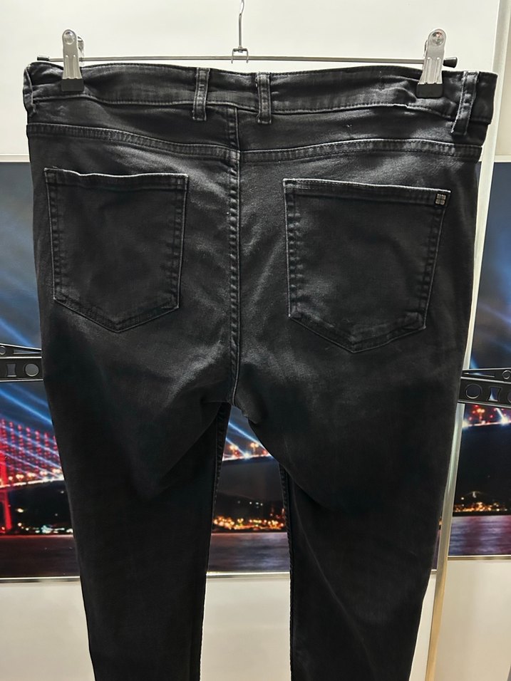 Avva Erkek Siyah Slim Fit Denim Pantolon - Görsel 3