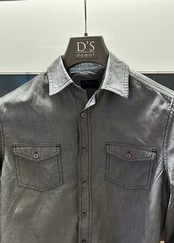 Colins Gri Denim Erkek Gömlek Uzun Kollu - Görsel 2