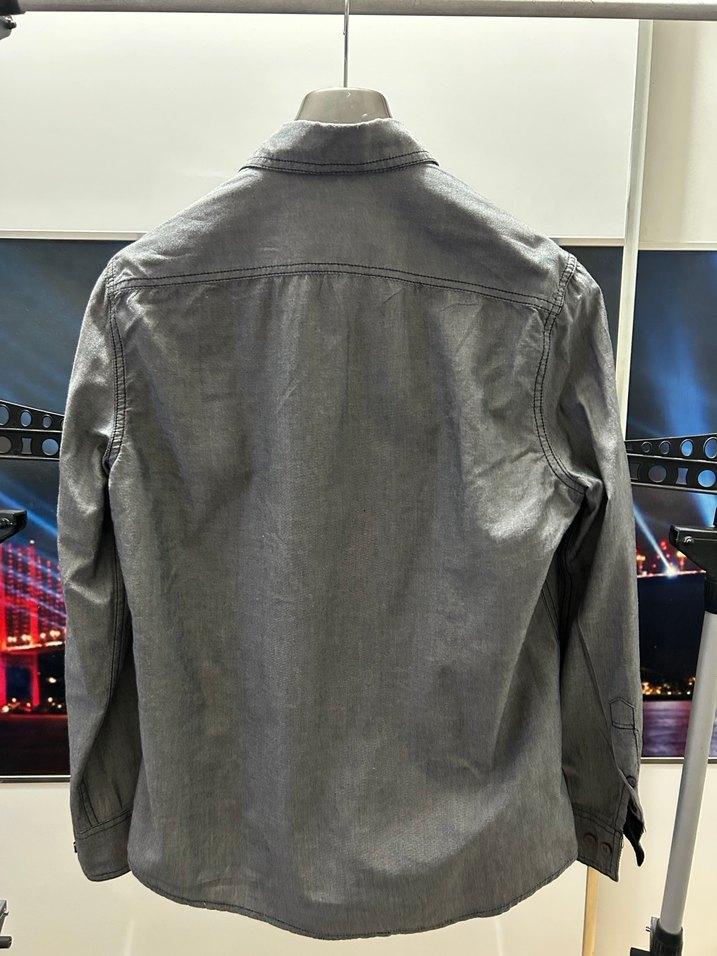 Colins Gri Denim Erkek Gömlek Uzun Kollu - Görsel 3