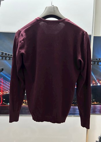 Zara Bordo V Yaka Erkek Triko Kazak - Görsel 3