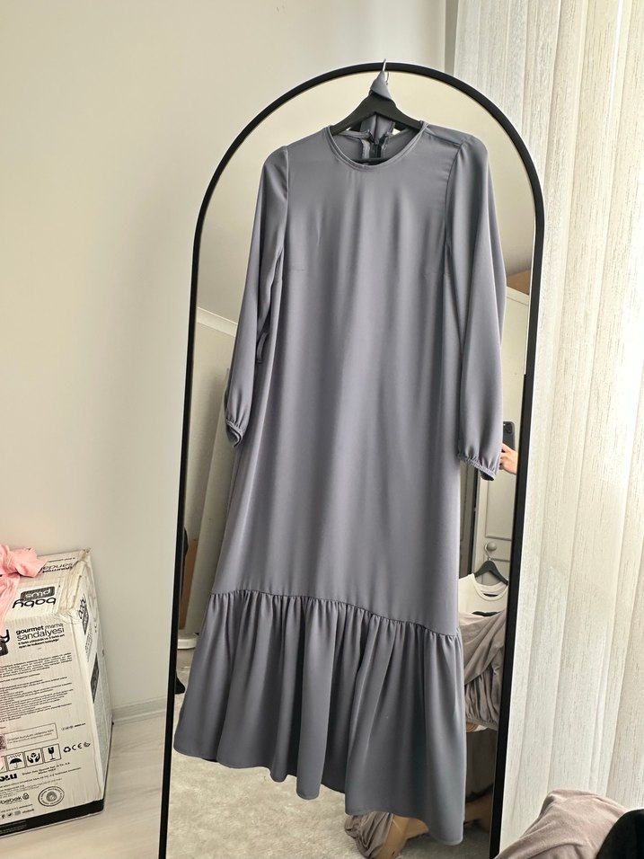 Fermuarlı Gri elbise - Görsel 3