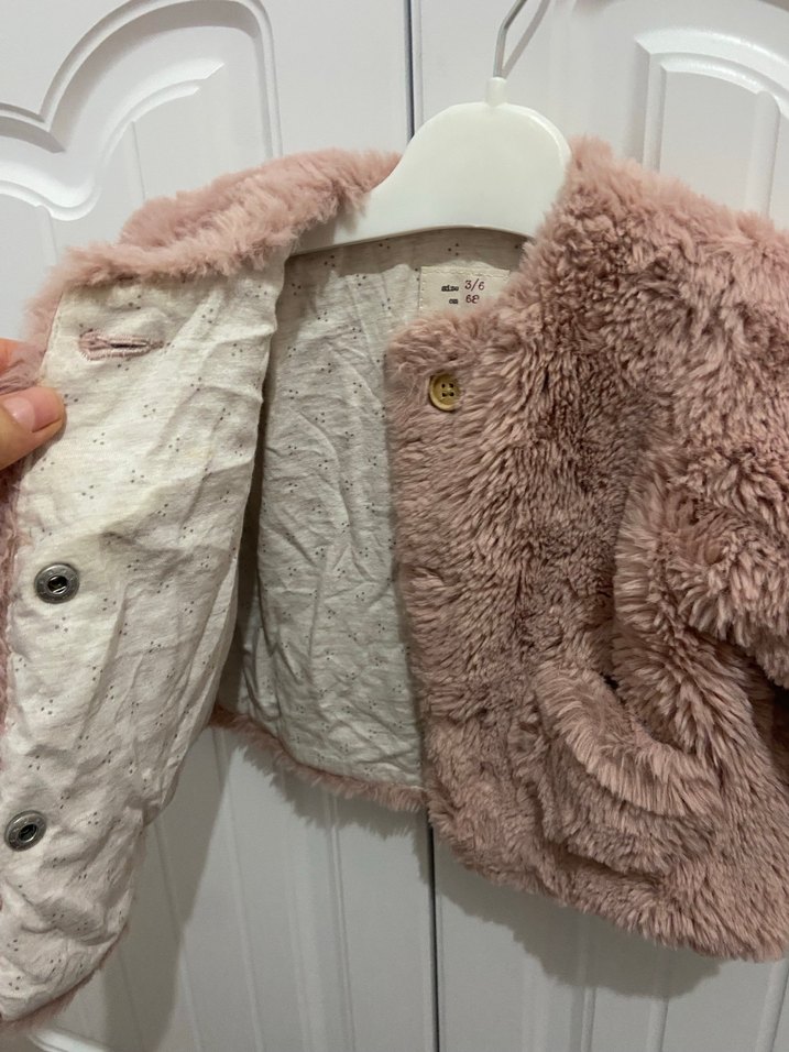 Peluş Detaylı Kapüşonlu Pembe Bebek Tulumu - Görsel 3