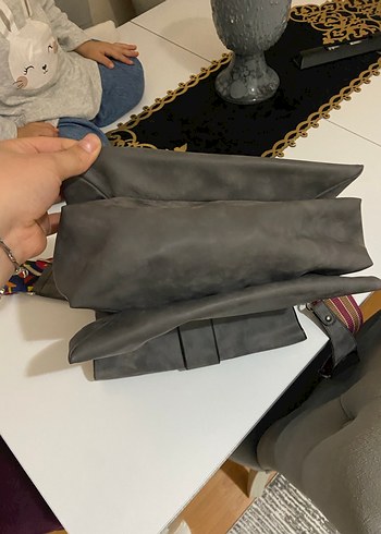 Gri Süet Bohem Tarz Kadın Çanta - Görsel 5