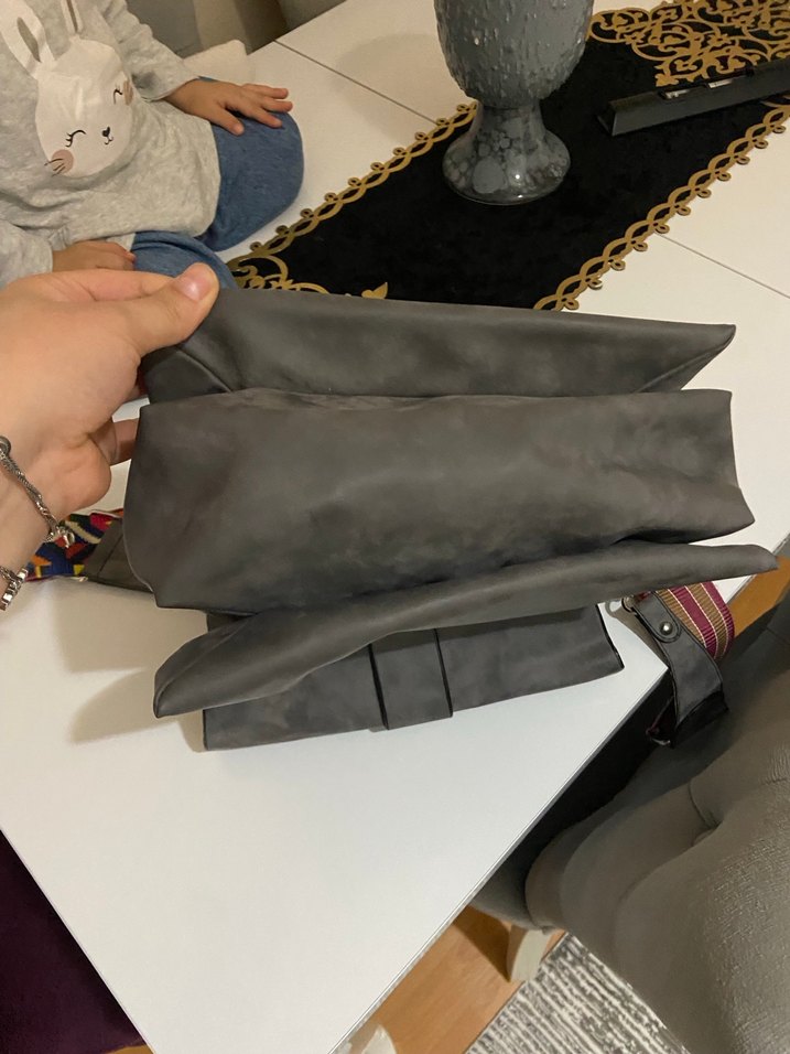 Gri Süet Bohem Tarz Kadın Çanta - Görsel 5