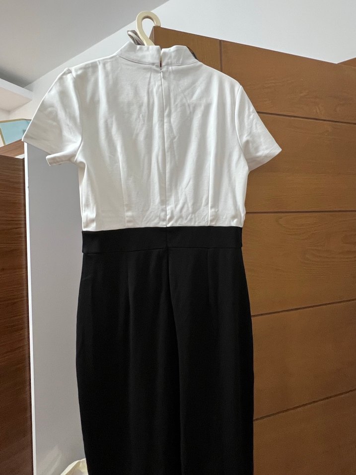 Beyaz Siyah Elbise L beden - Görsel 5