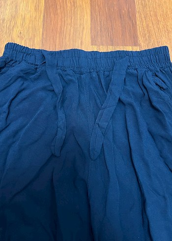 Kadın Lacivert Salaş Keten Pantolon - Görsel 2
