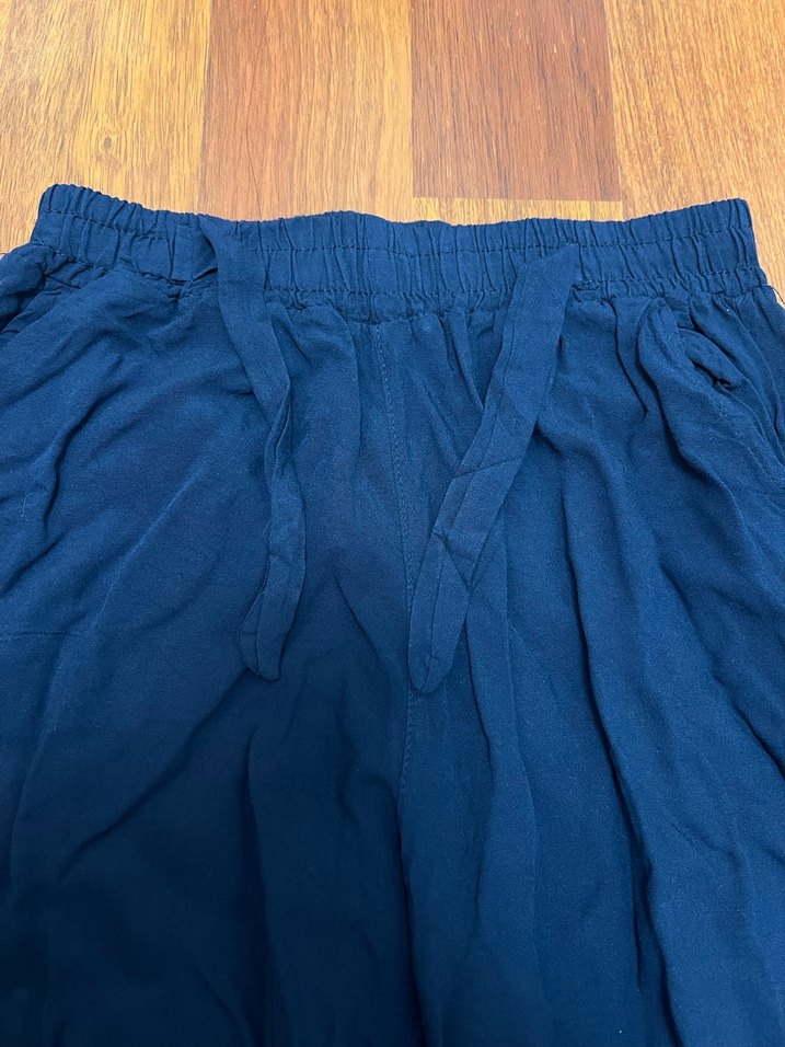 Kadın Lacivert Salaş Keten Pantolon - Görsel 2