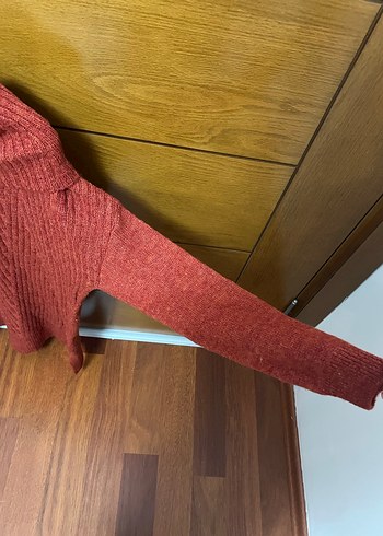 Kiremit rengi Boğazlı M beden Kazak - Görsel 4