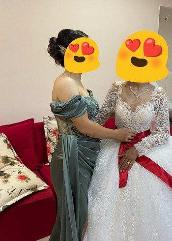 Drapeli düşük omuz Uzun Abiye Elbise - Görsel 2