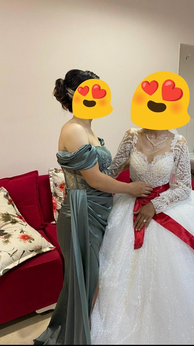 Drapeli düşük omuz Uzun Abiye Elbise - Görsel 2