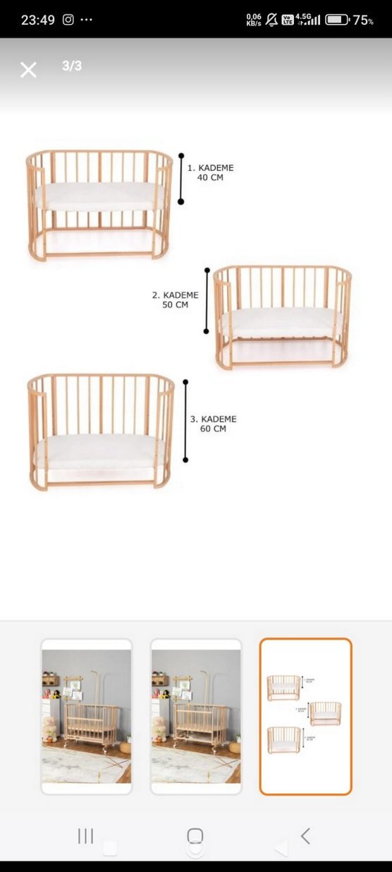 ANNE YANI AHŞAP BEŞİK - Görsel 3