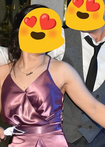 Mor Uzun Drapeli Strappy Abiye Elbise - Görsel 3