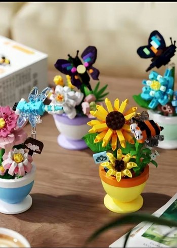 çiçek Lego Çiçek ve Arı Seti kutulu çiçek blok Bricks - Görsel 3