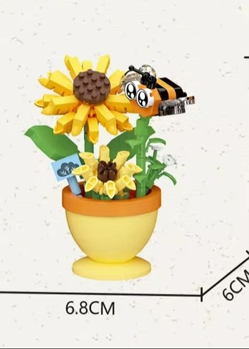 çiçek Lego Çiçek ve Arı Seti kutulu çiçek blok Bricks - Görsel 2