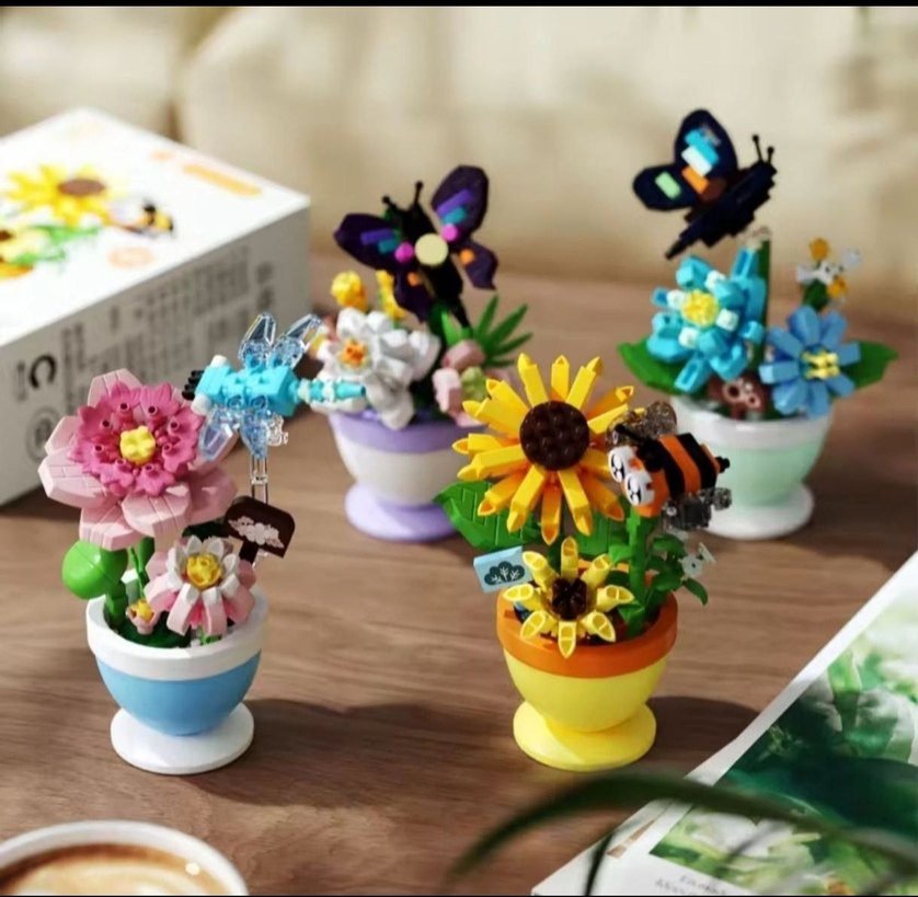 çiçek Lego Çiçek ve Arı Seti kutulu çiçek blok Bricks - Görsel 3