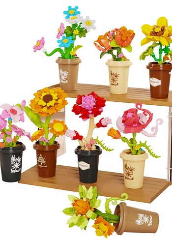saksılı çiçek Lego Çiçek Seti Lego blok Bricks Kutusuz - Görsel 5
