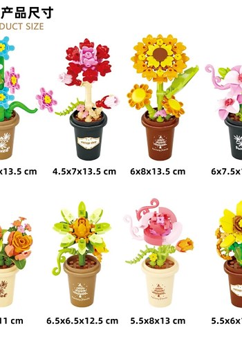 saksılı çiçek Lego Çiçek Seti Lego blok Bricks Kutusuz - Görsel 3