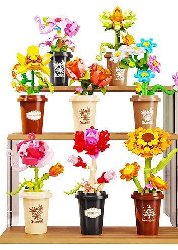 saksılı çiçek Lego Çiçek Seti Lego blok Bricks Kutusuz - Görsel 2