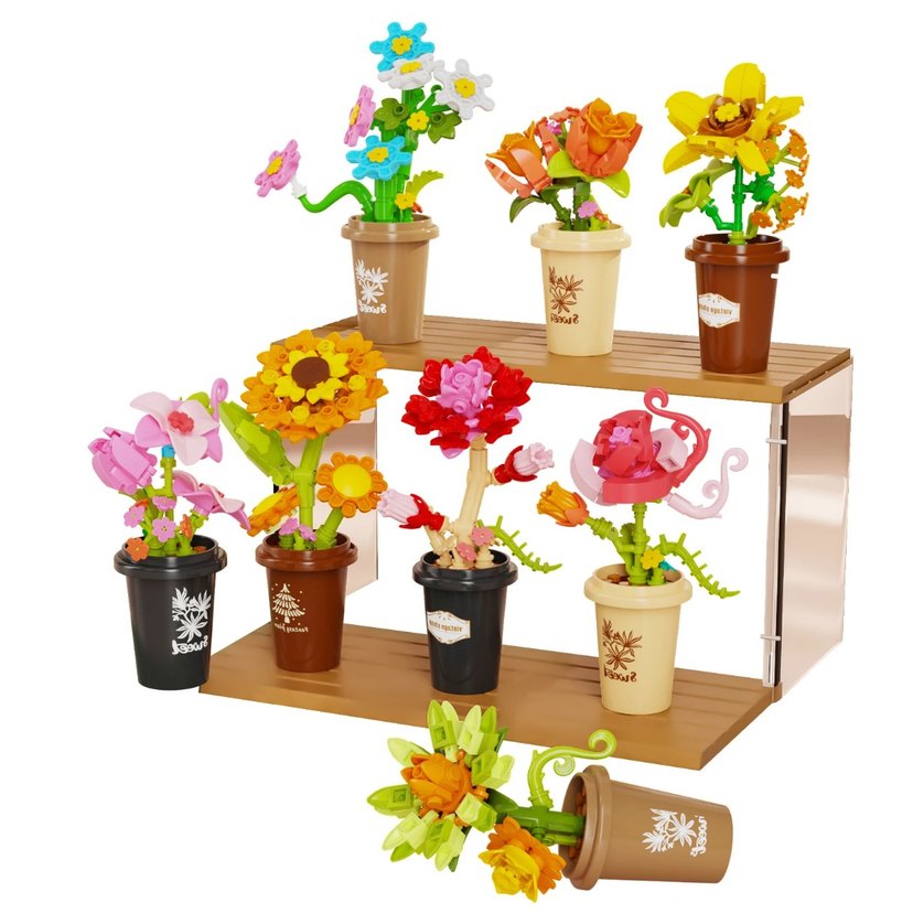 saksılı çiçek Lego Çiçek Seti Lego blok Bricks Kutusuz - Görsel 5