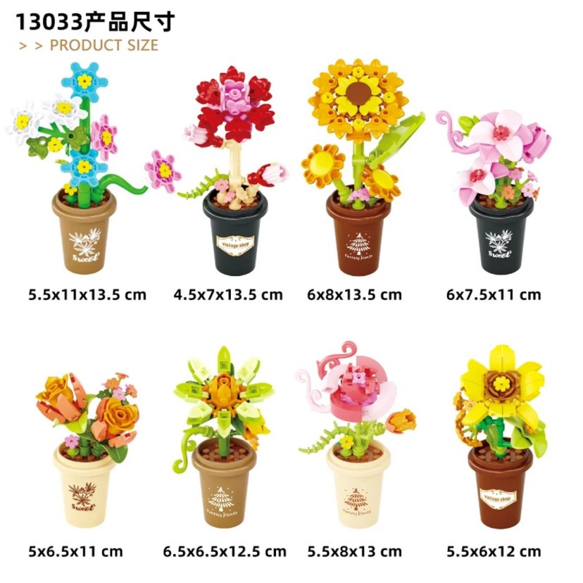 saksılı çiçek Lego Çiçek Seti Lego blok Bricks Kutusuz - Görsel 3