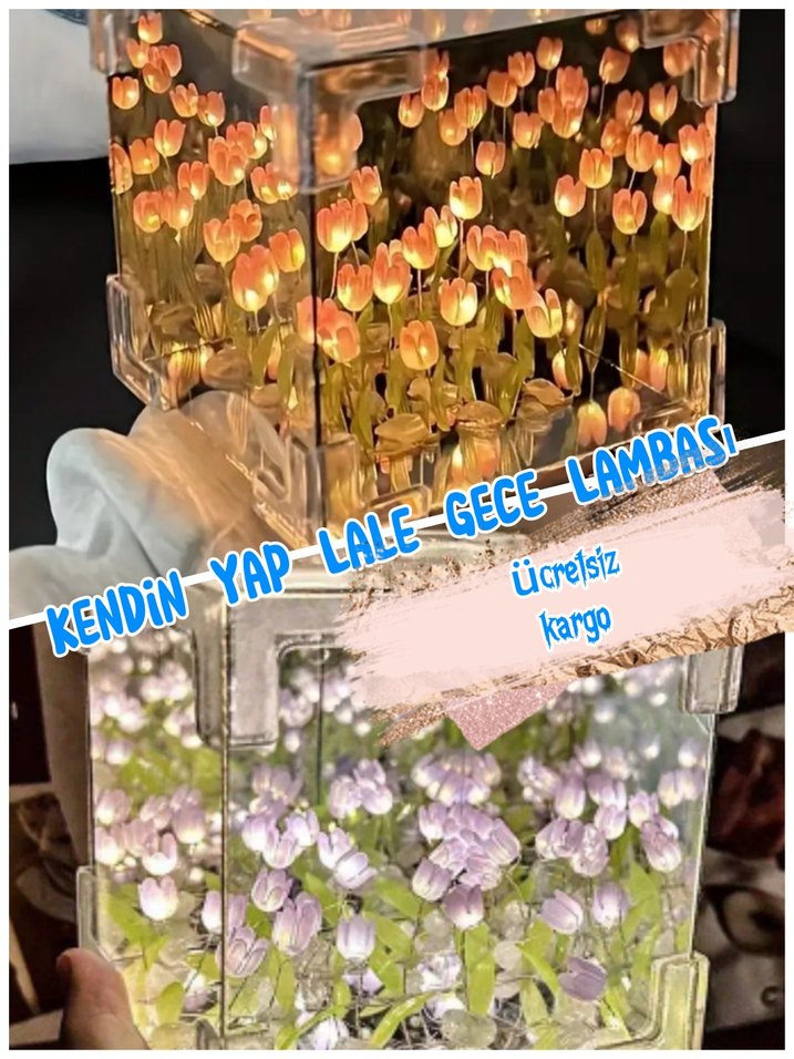 Kendin Yap LED Işıklı Lale Seti - 20 Parça lale LED ışıklı Gece - Görsel 2