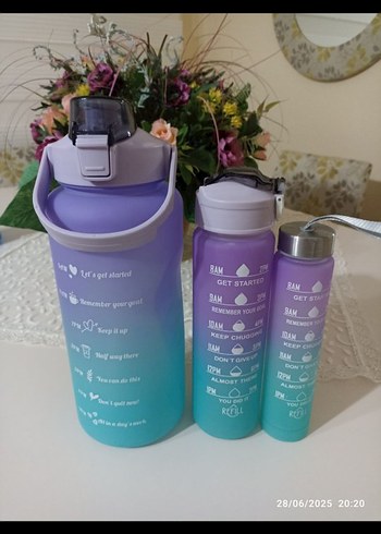 3'lü Pastel Mor Termos Seti - 500ml, 700ml, 2L - Görsel 2
