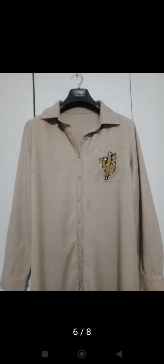 Twist#zara#ipekyol#Düğmeli Bej Uzun Kollu Kadın Gömlek - Görsel 3