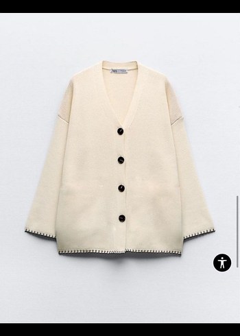 zara#ipekyol#h&m#mango#V Yaka Beyaz Örme Kadın Hırka - Görsel 6
